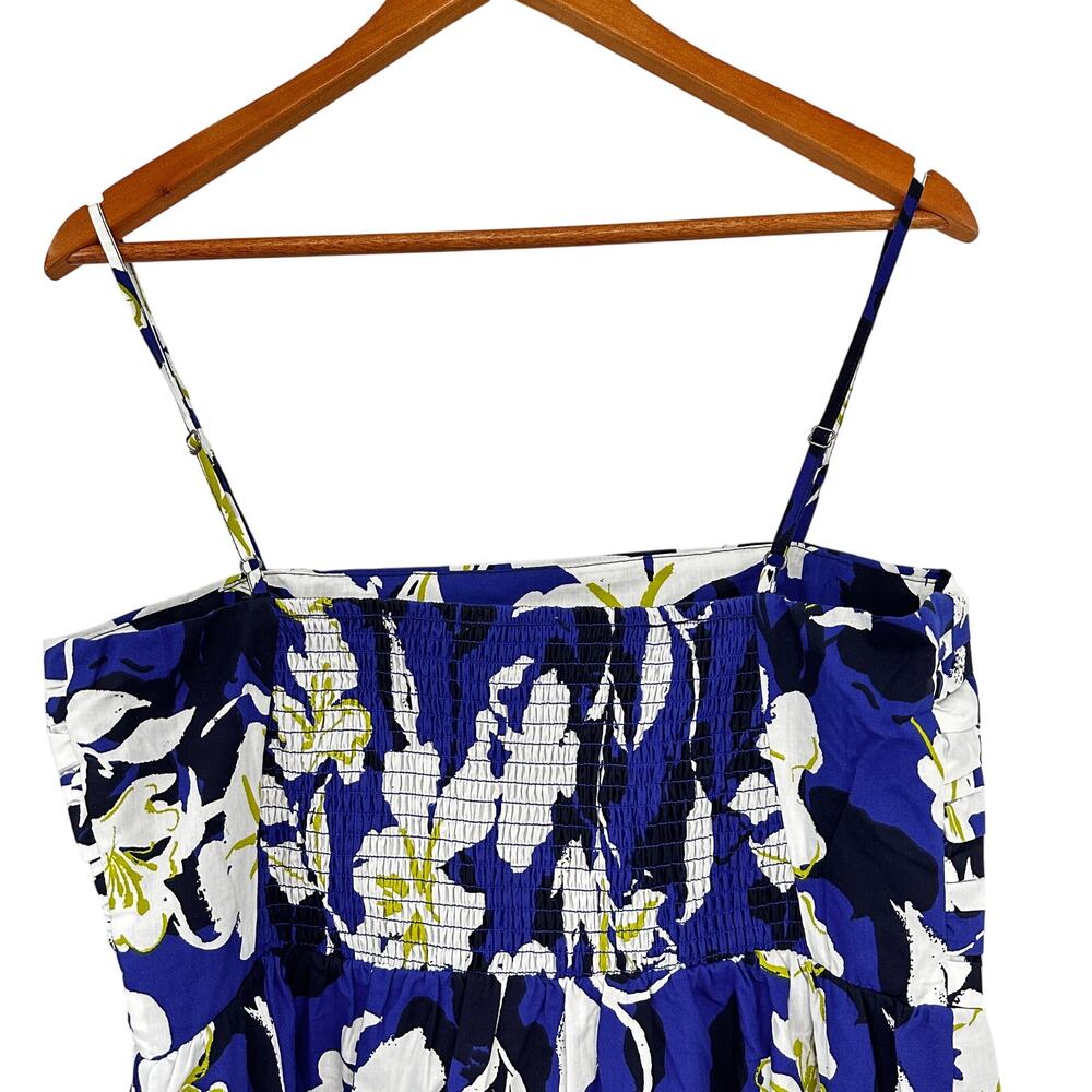 EVEREVE NWT Emmie Ruched Midi Dress in Blue Bold Floral // L - Picture 7 of 12